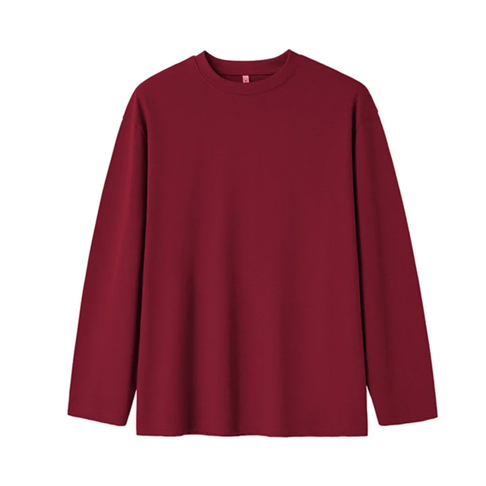 New Long Sleeve t shirt for Men Autumn Fashion Cotton Solid Color t-shirts Cozy Streetwear Men's t-shirt 5XL Baggy Korean Trendy