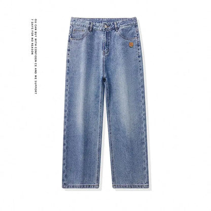 High Streets Spring Summer Men's Jeans American Retro Baggy Wide Leg Denim Pants Loose Solid Cotton Jeans Male Trendy Trousers