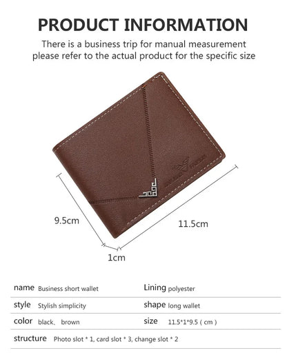 Portefeuille en cuir fin pour homme, blocage RFID, pliable, porte-cartes de crédit minimaliste, pince à billets