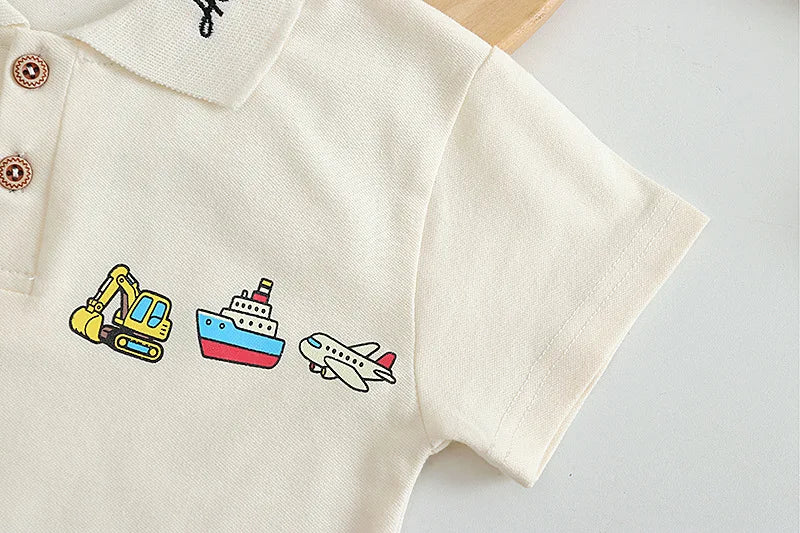 New Summer Baby Boys Clothes Sets Children Cute Cartoon Printed Polo Tshirt Shorts 2Pcs/Set Infant Kids Fashion Clothing Outfits