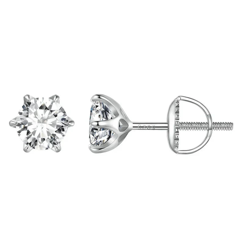 2CTTW Brilliant Cut Moissanite Stud Earrings 925 Sterling Silver Hollow Heart Prong Earrings for Women D VVS1 Lab Diamond