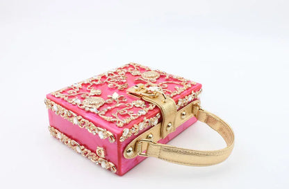 Luxury Designer Shimmer Acrylic Box Glitter Rhinestones Diamond Evening Bag Wedding Party Clutch Purse Shoulder Messenger Bag