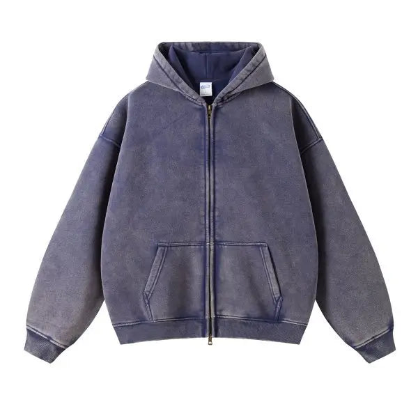 High Quality Luxury Apparel Street Wear Wholesale Euro US Size Spring Autum Full Up Zipper Washed Batik Dye Hoodie