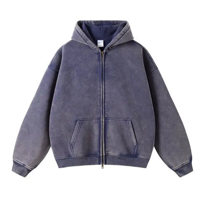 High Quality Luxury Apparel Street Wear Wholesale Euro US Size Spring Autum Full Up Zipper Washed Batik Dye Hoodie