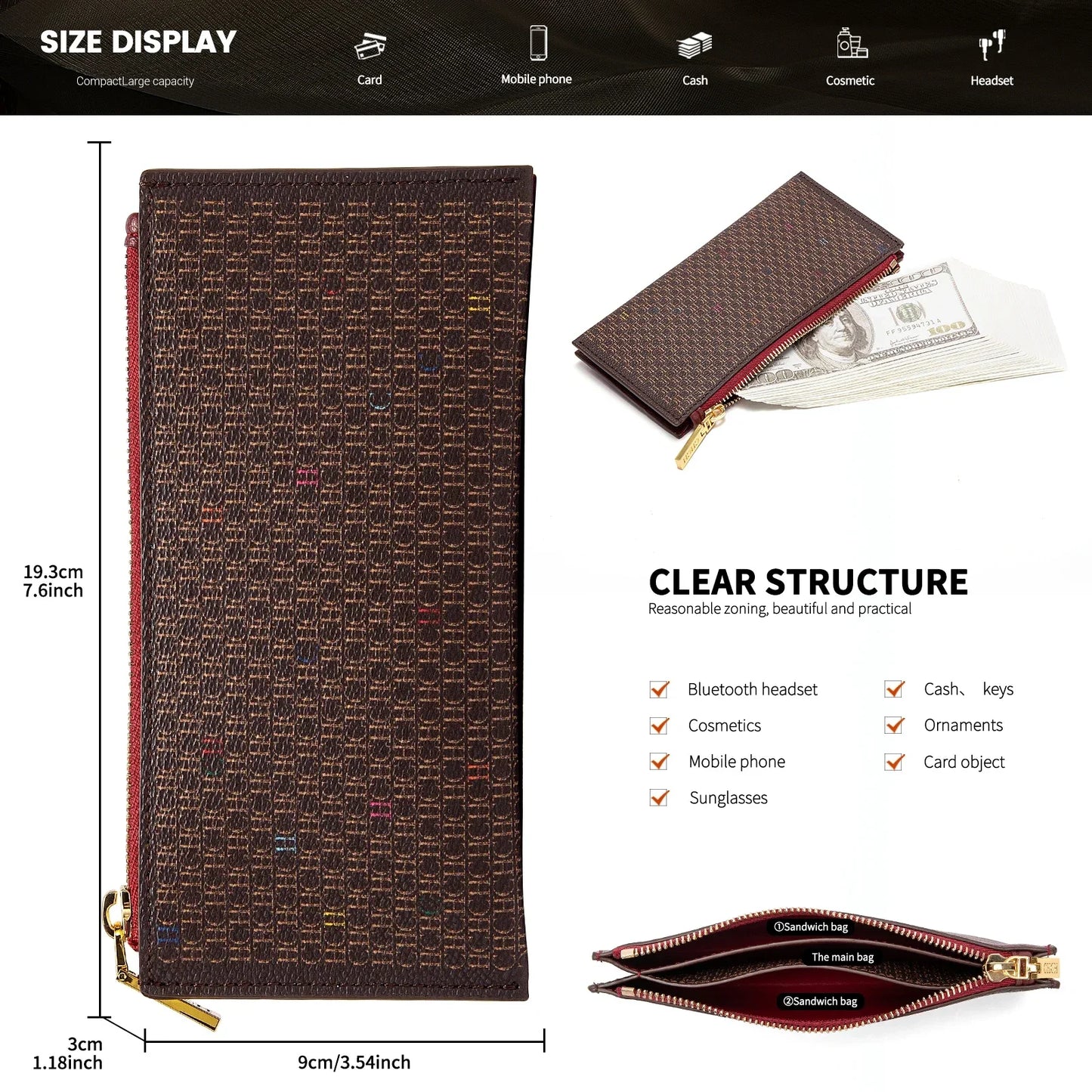 Women's Letter Rectangular Design Handbag Letter Design Card Bag Fashionable Classic Retro New