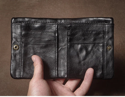 Vintage Genuine Leather Wallet For Men Women Zipper Coin Purse Driver License ID Card Holder Short Bifold Cowhide Purse