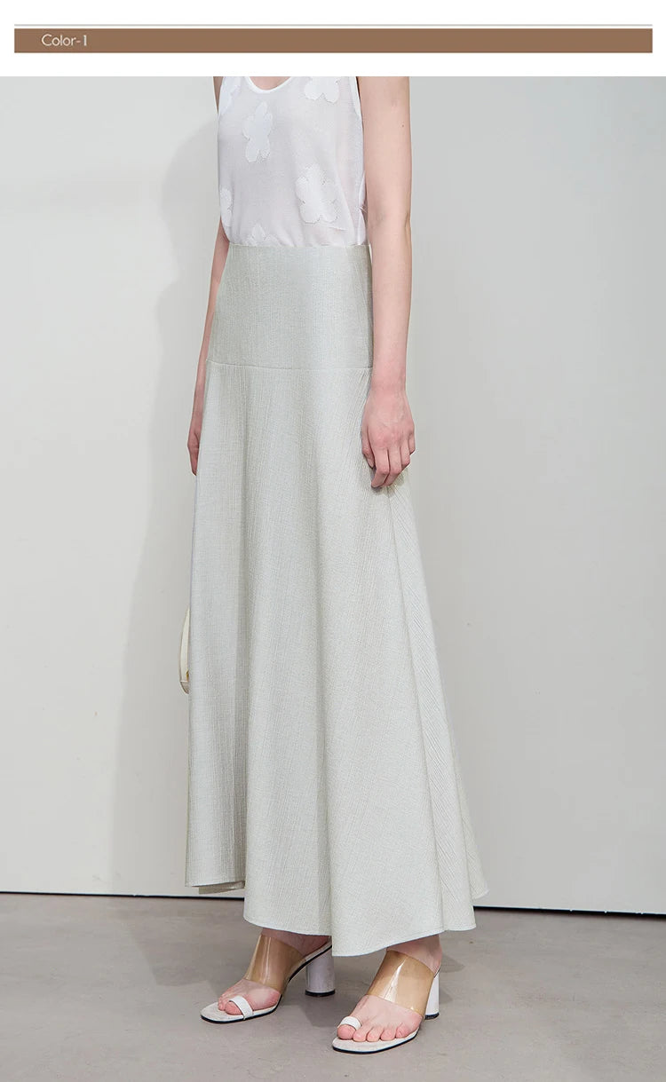 Minimalist Women Skirts Summer Luxur Office Lady  Solid Combination Twill A-line Elegant MIdi Skirt Female Clothing12542278