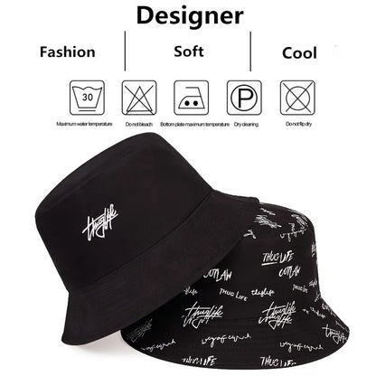 Unisex Letter Embroidery Printing Personality Bucket Hats Fishermen Caps Outdoor Casual Cap Sunscreen Hat