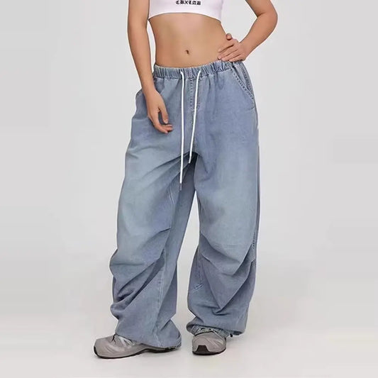 Street Dance Trendy Blue Hip-hop Retro Jeans Women's Versatile American Dancing Pants Jazz Casual Pants Woman Clothes Ladies Y2k
