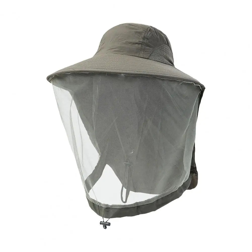 UV Protection Hat with Face Mask Breathable Insect Protection Wide Brim Fishing Hat Outdoor Sport Nature Hiking Camping Mesh Hat