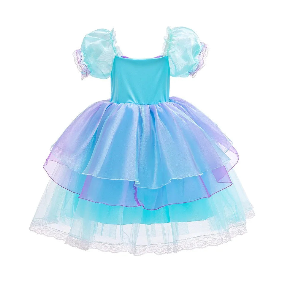 Summer Girl Mermaid Dress For Children Birthday Party Princess Cosplay Costume Ariel Halloween Fantasy Dress Summer Elegant Gown
