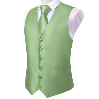 Formal Rose Pattern Paisley Plain Solid Mens Vest Party Wedding Waistcoat Pocket Square Tie  Hankie Suit Set