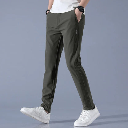 2026 Spring Summer Men's Ice Silk Golf Casual Slim Straight Thin Trousers Male Fashion Stretch Breathable Jogging 28-38
