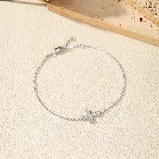 Bracelet à maillons croisés classiques et simples en argent sterling 925, avec moissanite étincelante de couleur D et de pureté VVS1, pour femmes, bijou de luxe