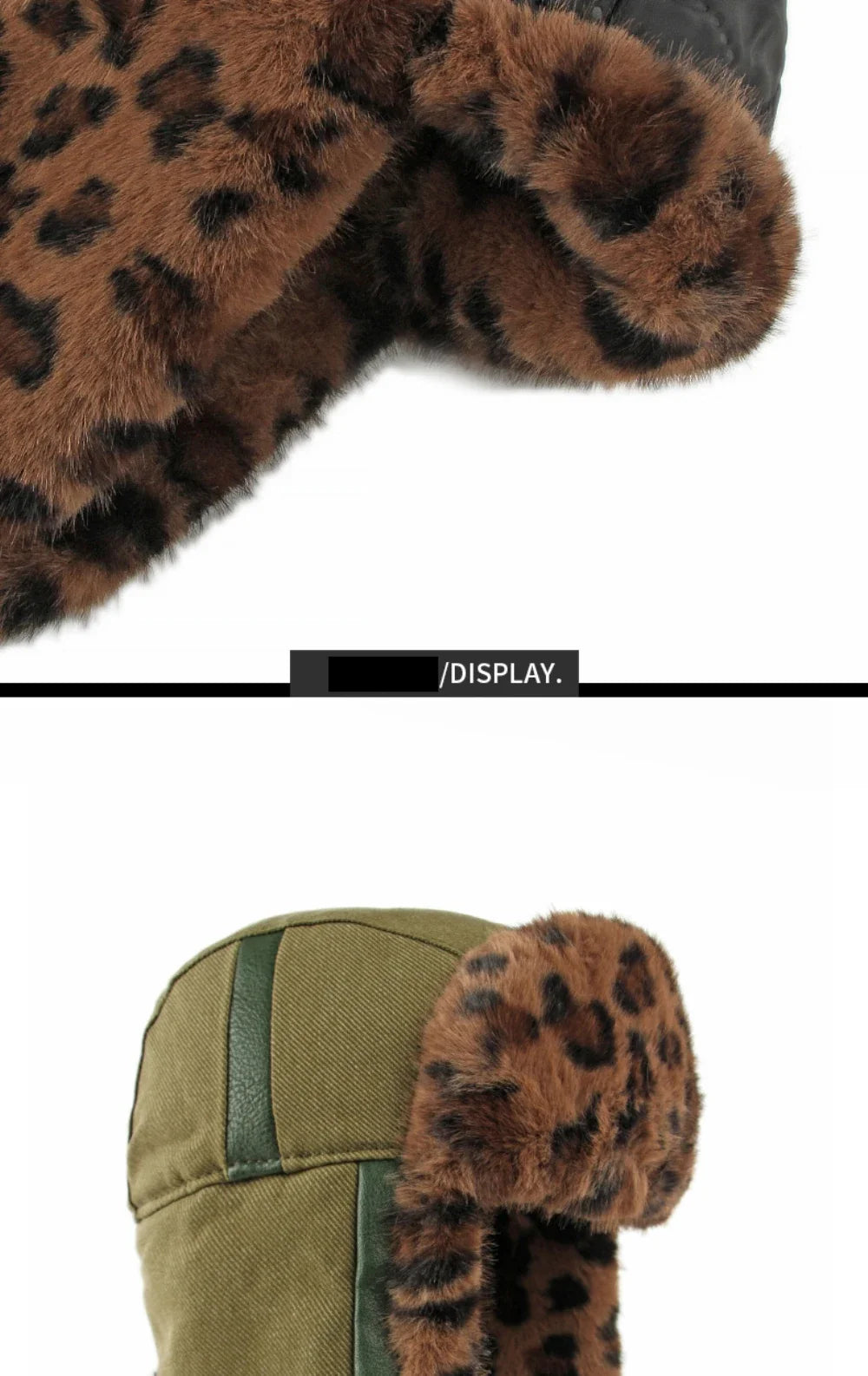 Bomber Hat Men Women Thick Warm Winter Hat Leopard Fur Earflap Cap Male Female Russian Hat Windproof Snow Ski Trapper Cap