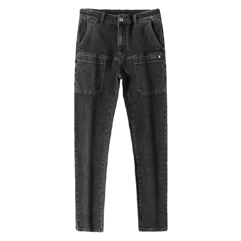 Spring Summer Thin Six Pocket Men's Jeans Elastic Straight Leg Casual Slim Fit Jeans Versatile Multi-Pocket Long Y2K Denim Pants