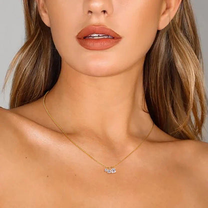 Three Stone Moissanite Pendant Necklace Niche 925 Sterling Silver Chain Necklaces for Women Collar Plata 925 Jewelry Gift