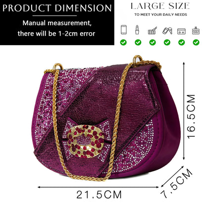 2026 Elegant Purple Rhinestone Peep Toe High Heels for Women - Italian Design Sandals with Matching Handbag Set
