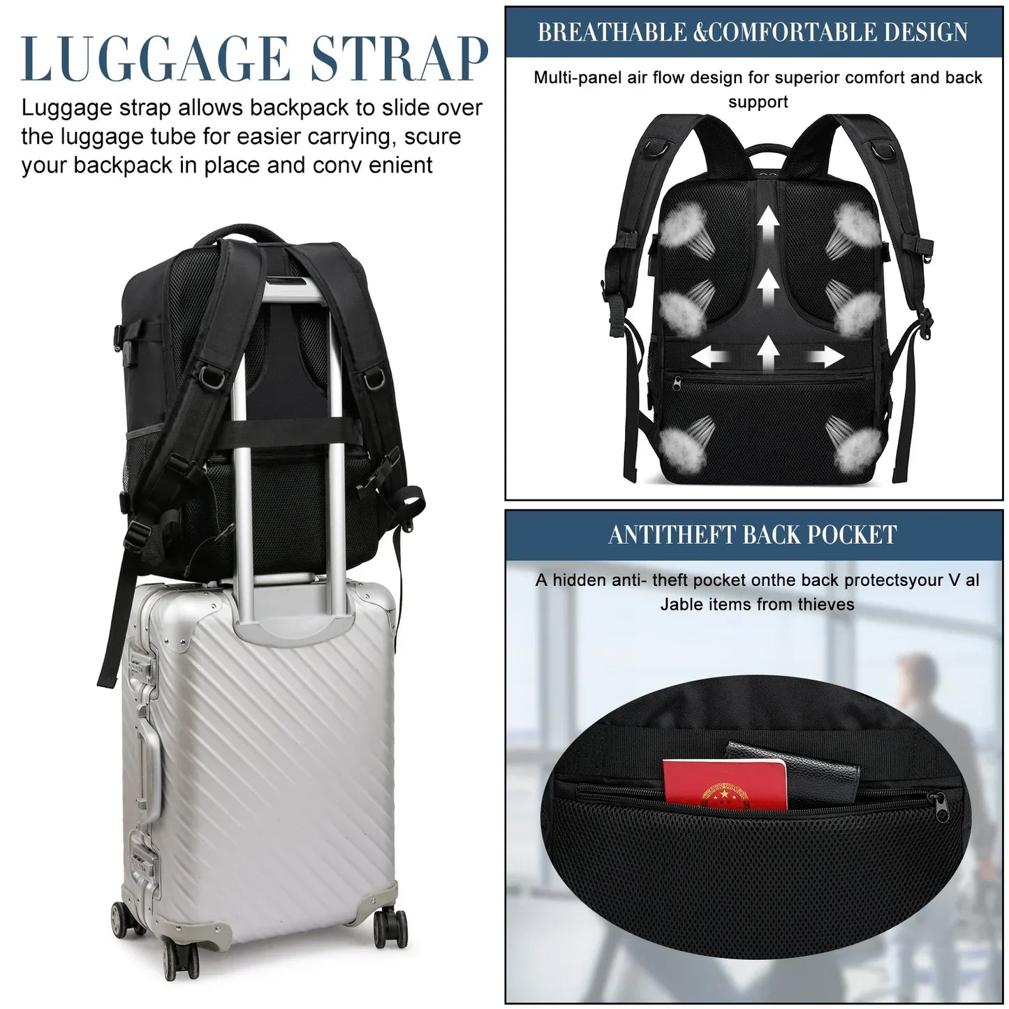 ryanair 40x20x25 and easyjet 45x36x20 Cabin Bag Travel Backpack unisex Laptop Backpack outdoor travel backpack Student.School