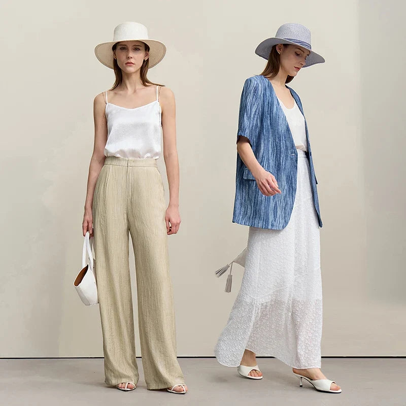 Women's Jacket 2026 Summer New Loose Casual V-neck Single Button Blazer Separate Versatile Wide-leg Women Trousers 12621092