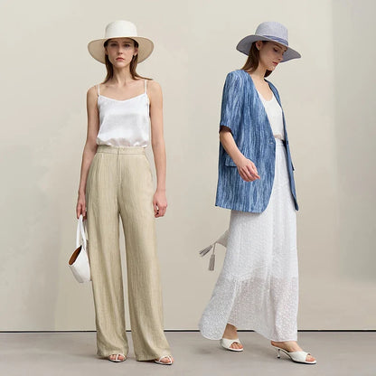 Women's Jacket 2026 Summer New Loose Casual V-neck Single Button Blazer Separate Versatile Wide-leg Women Trousers 12621092