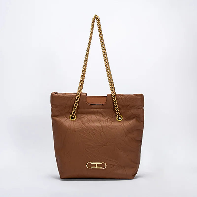 Body Design Solid Color Large Capacity Fashionable New Product Women's Shoulder Bag Chain Shoulder Strap Unique Folded Bag
