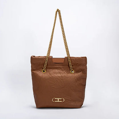 Body Design Solid Color Large Capacity Fashionable New Product Women's Shoulder Bag Chain Shoulder Strap Unique Folded Bag
