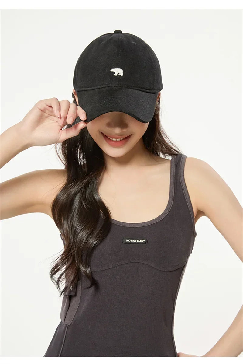 Spring Summer Baseball Cap for Women and Men Polar Bear Embroidery Hip Hop Snapback Caps Cotton Sun Hats Unisex Casual Visor Hat