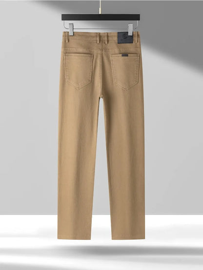 High Quality Lyocell Jeans Men Spring Autumn New Fashion Straight Long Pants Soft Business Brand Classic Stretch Denim Trousers