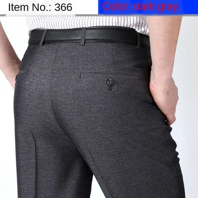High Waist Double Pleated Men Suit Pants Summer Black Straight Office Formal Dress Trouser for Man Black Gray Size 40 42 44
