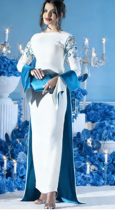 Arya Ivory and Green Evening Dress Saudi Arabia Long Sleeve Ankle Length Occasion Customized Women فساتين سهره نسائيه فخمة