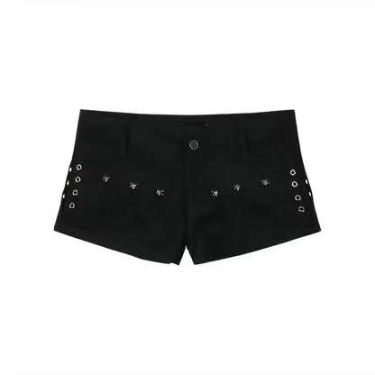 Y2k Streetwear Harajuku E-girl Summer Women 2000s Grunge Kpop Japanese Gyaru Low Rise Jean Shorts Slim Denim Hot Pants Trashy