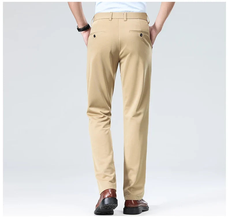 29-42 Men's Summer Thin Fashion Business Casual Suit Pants Long Pants Men's Elastic Straight Sleeve Formal Pants Plus Size