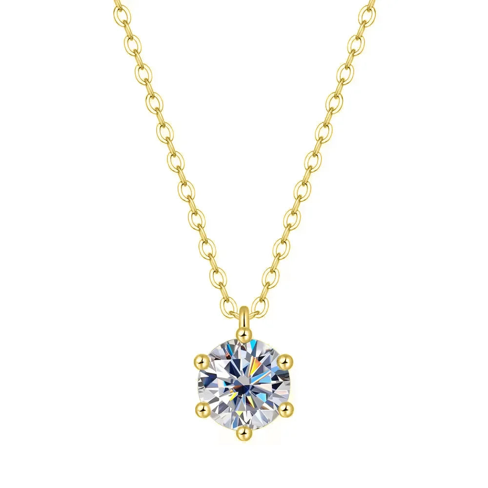 1 2 Carat Real Moissanite Pendant Necklace For Women 6 Prong 100% 925 Sterling Silver Wedding Party Bridal Fine Jewelry