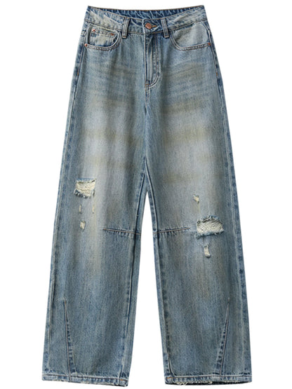 Retro Women's Jeans Loose Casual  New High Waisted Wide Legs Denim Pant Female Trousers Spring Autumn 2025