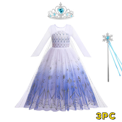 Elsa Anna Kid Princess Girls Dress Rapunzal Kids Cosplay Halloween Vestidos Children Costume Birthday Party Dress