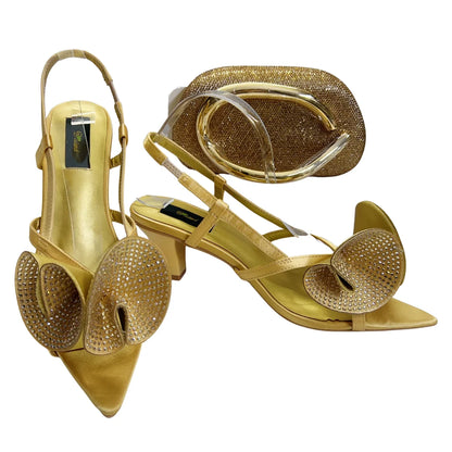 Italian Designer Evening Shoes With Clutch Bag Set for African Wedding and Bridal Occasions Lace Embroidered Beads Women's Shoes