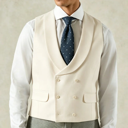 Men Vest Pink Solid Double Breasted With Lapel Waistcoat For Wedding Banquet Business Work Office Casual Daily Men Suit Vest