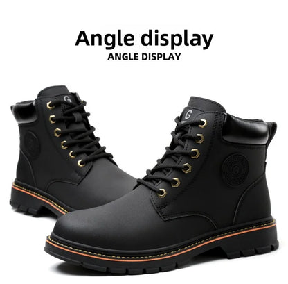 high-top Work Boots For Men Anti-smash Anti-puncture Work Shoes with Steel Toe leather safety shoes men for work waterproof shoe