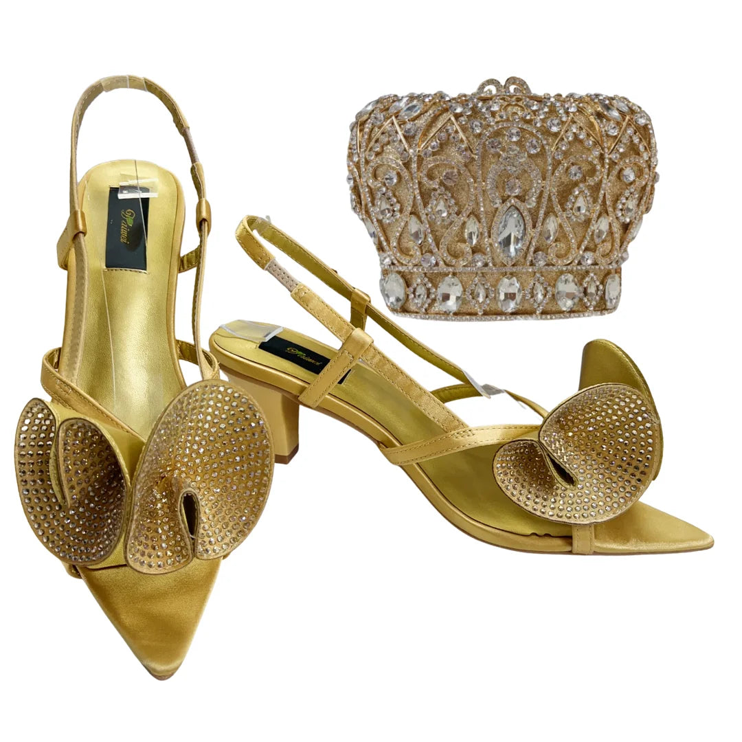 Italian Designer Evening Shoes With Clutch Bag Set for African Wedding and Bridal Occasions Lace Embroidered Beads Women's Shoes