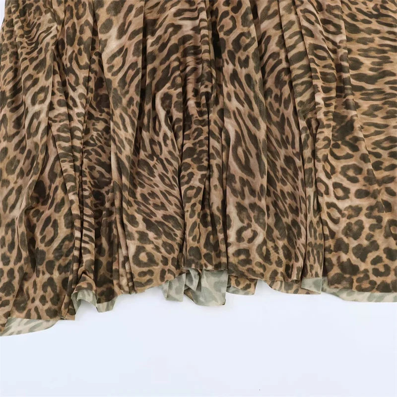2026 Summer New Women's Dress Leopard Print Spaghetti Strap A-Line Midi Dress Sexy Fashion Wild Individual Style