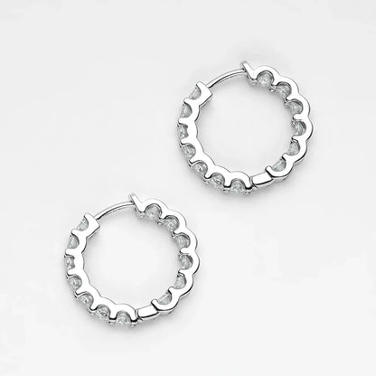 100% 925 Sterling Silver Real 2.6ct Moissanite Earring Hoops For Women Sparkling Wedding Party Luxury Fine Jewelry Gift