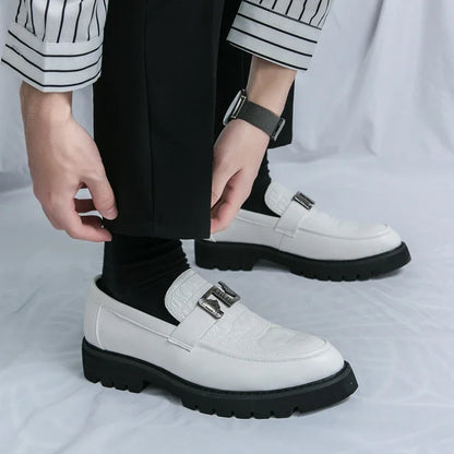 Mens Loafers Party Business Thick Soled Men Leather Shoes Dress Platform Shoes Comfortable Fashion New Casual Shoes for Men