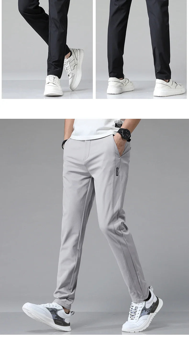 Spring Summer Ultra-thin Men's Stretch Slim Straight Casual Pants High Quality Fashion Breathable Golf Sports Trousers