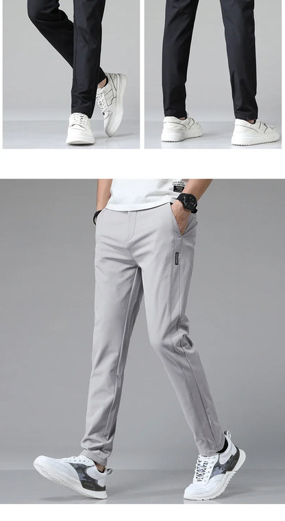 Spring Summer Ultra-thin Men's Stretch Slim Straight Casual Pants High Quality Fashion Breathable Golf Sports Trousers