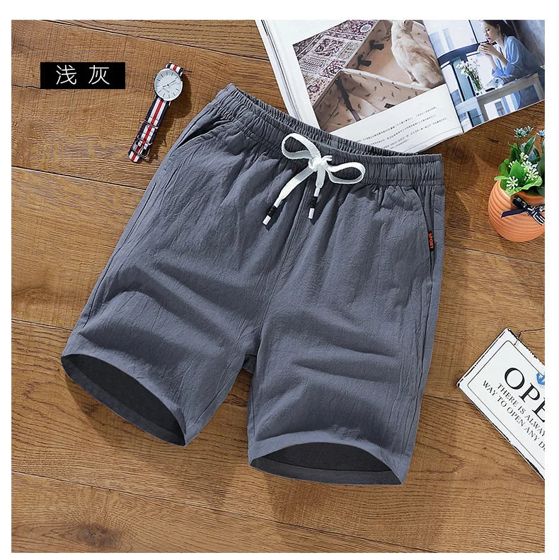 Men's Solid Gym Shorts Summer Outdoor Breathable Sports Shorts Plus Size Drawstring Casual Shorts Male