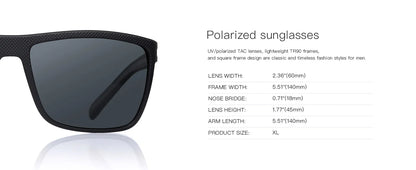 Retro Polarized Sunglasses for Men Lightweight TR90 Frame UV400 Protection Square Sun Glasses Night Vision Goggles