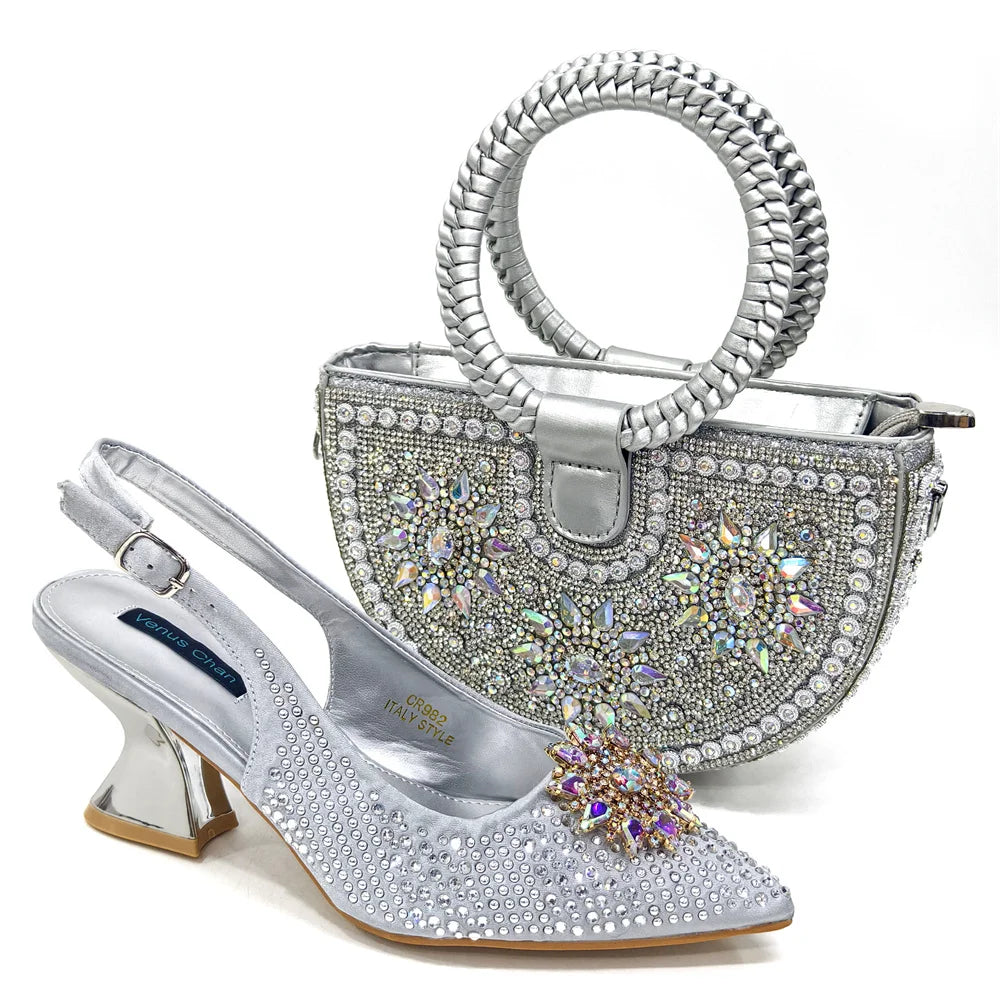 Elegant Women's Shoes and Bag Sets Wedding Party Bags and Shoes Comfortable Mid Heel Shoes Commuting Shoes for Women