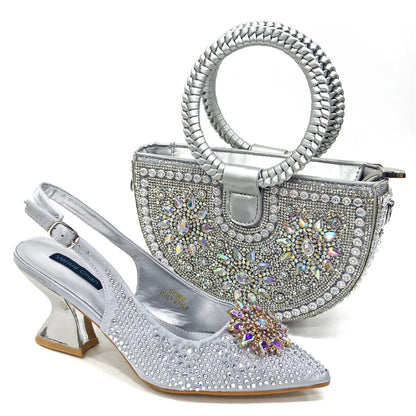 Elegant Women's Shoes and Bag Sets Wedding Party Bags and Shoes Comfortable Mid Heel Shoes Commuting Shoes for Women