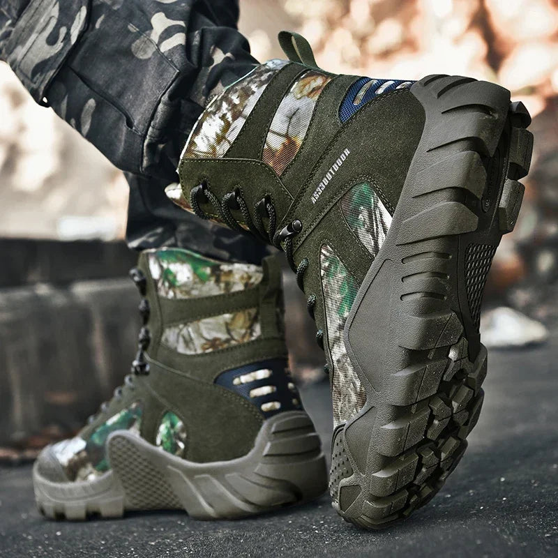 Outdoor High Top Mens Waterproof Fashion Platform Sneakers Ankle Botas Casual Shoes Combat Boots Male Black Large Size 47